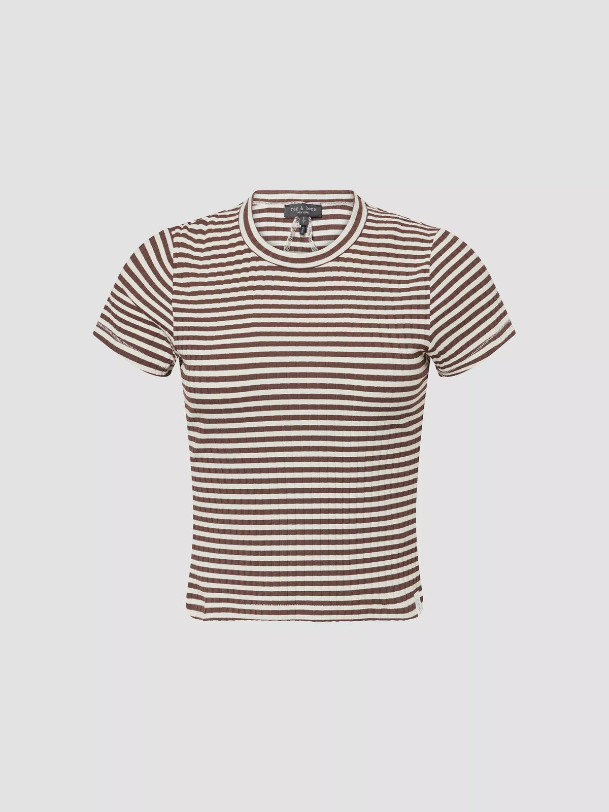Rag & Bone Luca Stripe Rib Tee in Ivory, Black