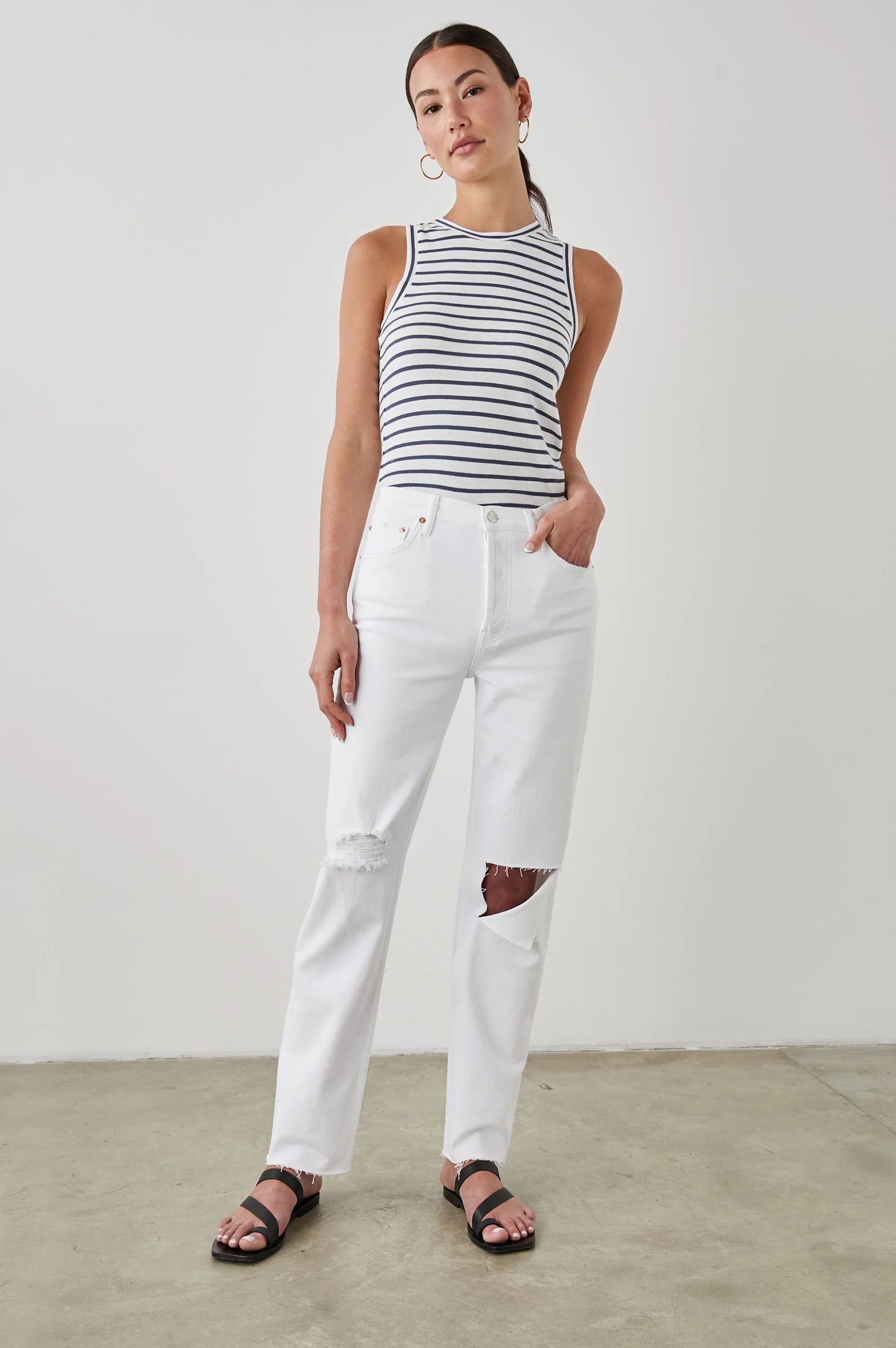 RAILS Racer Tank in Sailor Stripe Navy