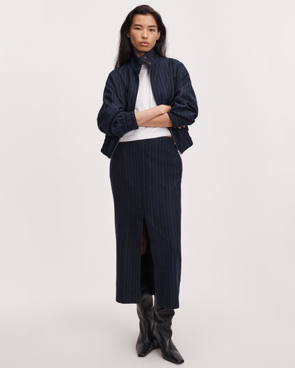 Rag & Bone Bessie Midi Skirt - Navy Multi