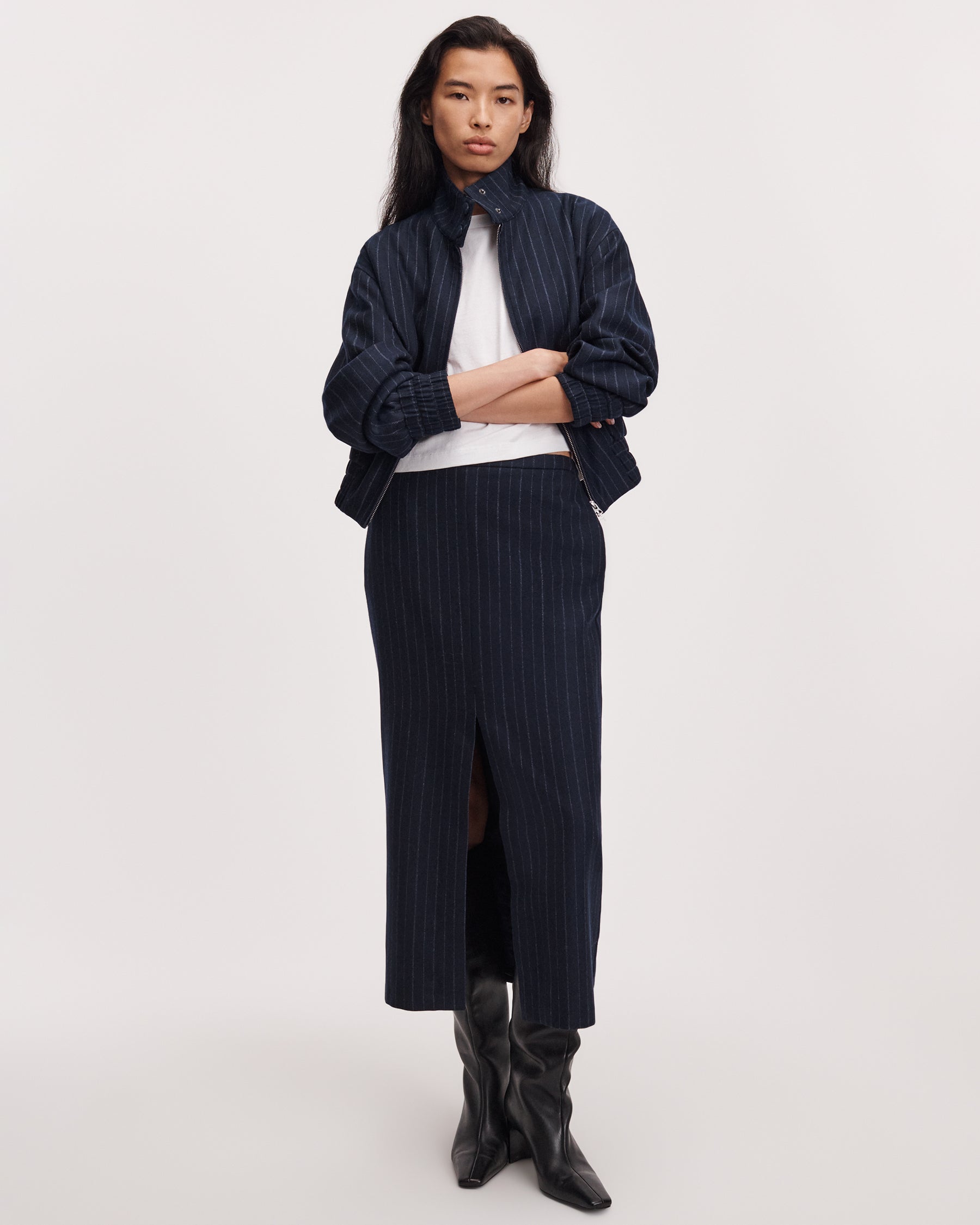 Rag & Bone Bessie Midi Skirt - Navy Multi