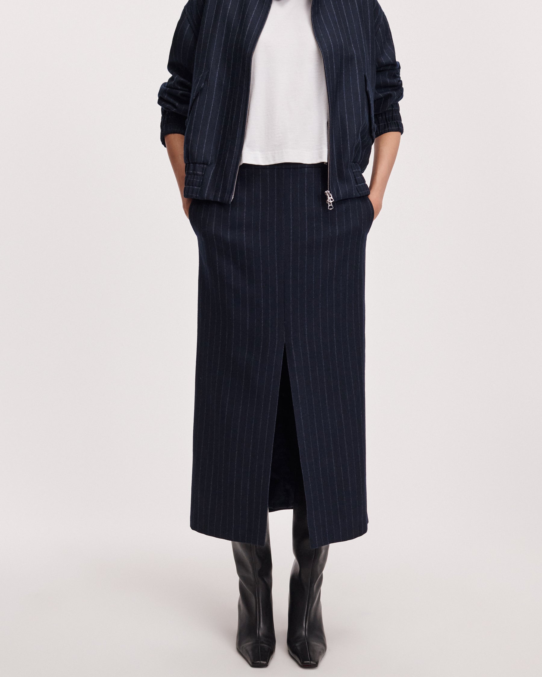 Rag & Bone Bessie Midi Skirt - Navy Multi