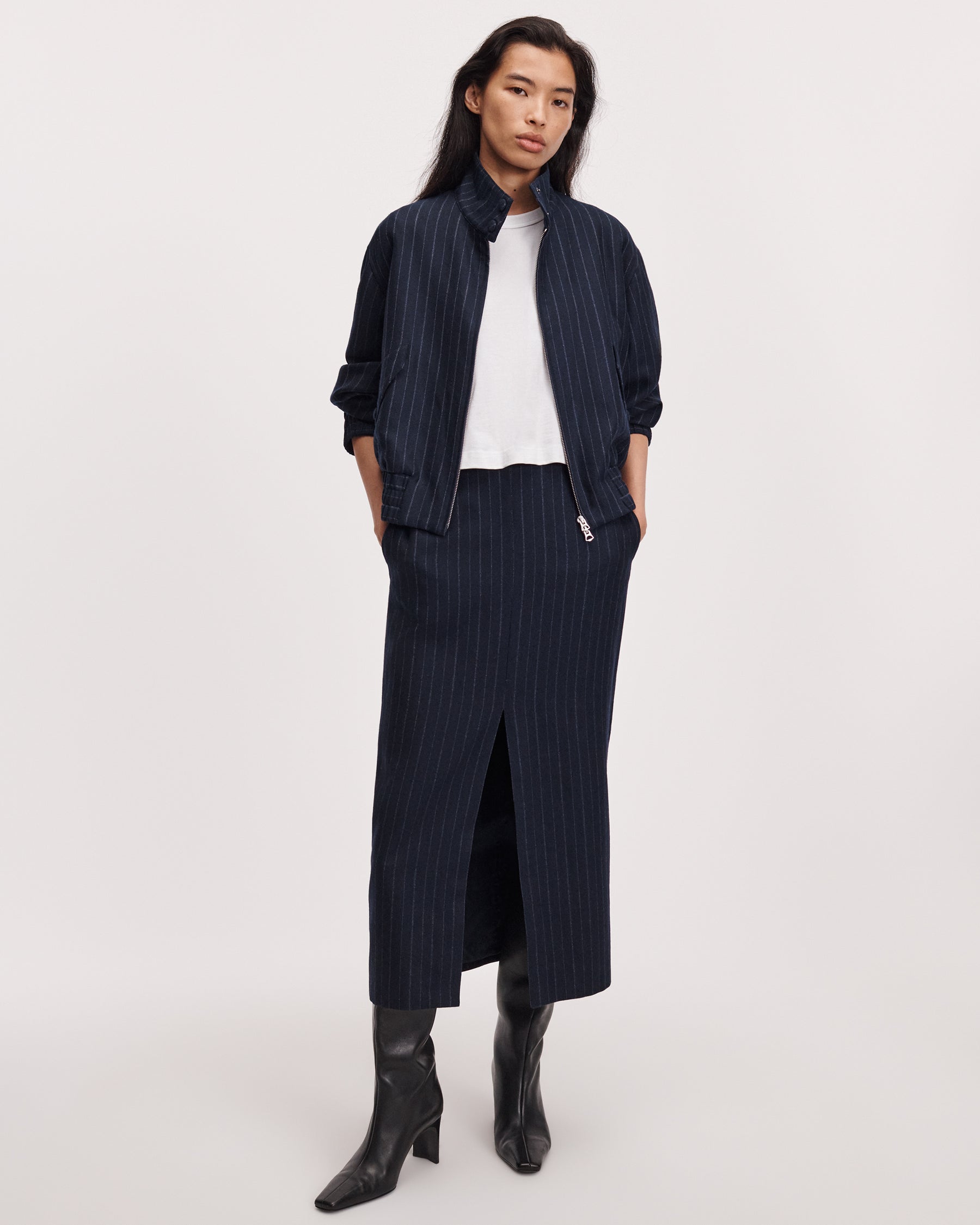 Rag & Bone Bessie Midi Skirt - Navy Multi