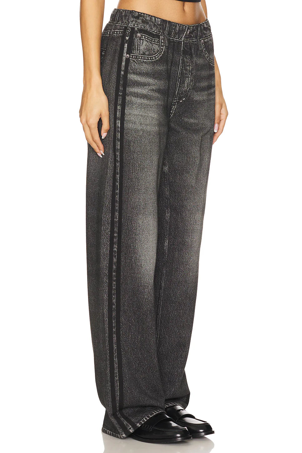 Rag & Bone Miramar Wide Leg Track Pant in Washed Black