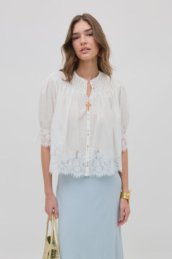 RIXO Erika Top - Ivory