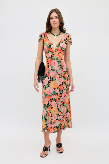 RIXO - Cathy Dress - Chelsea Floral Black