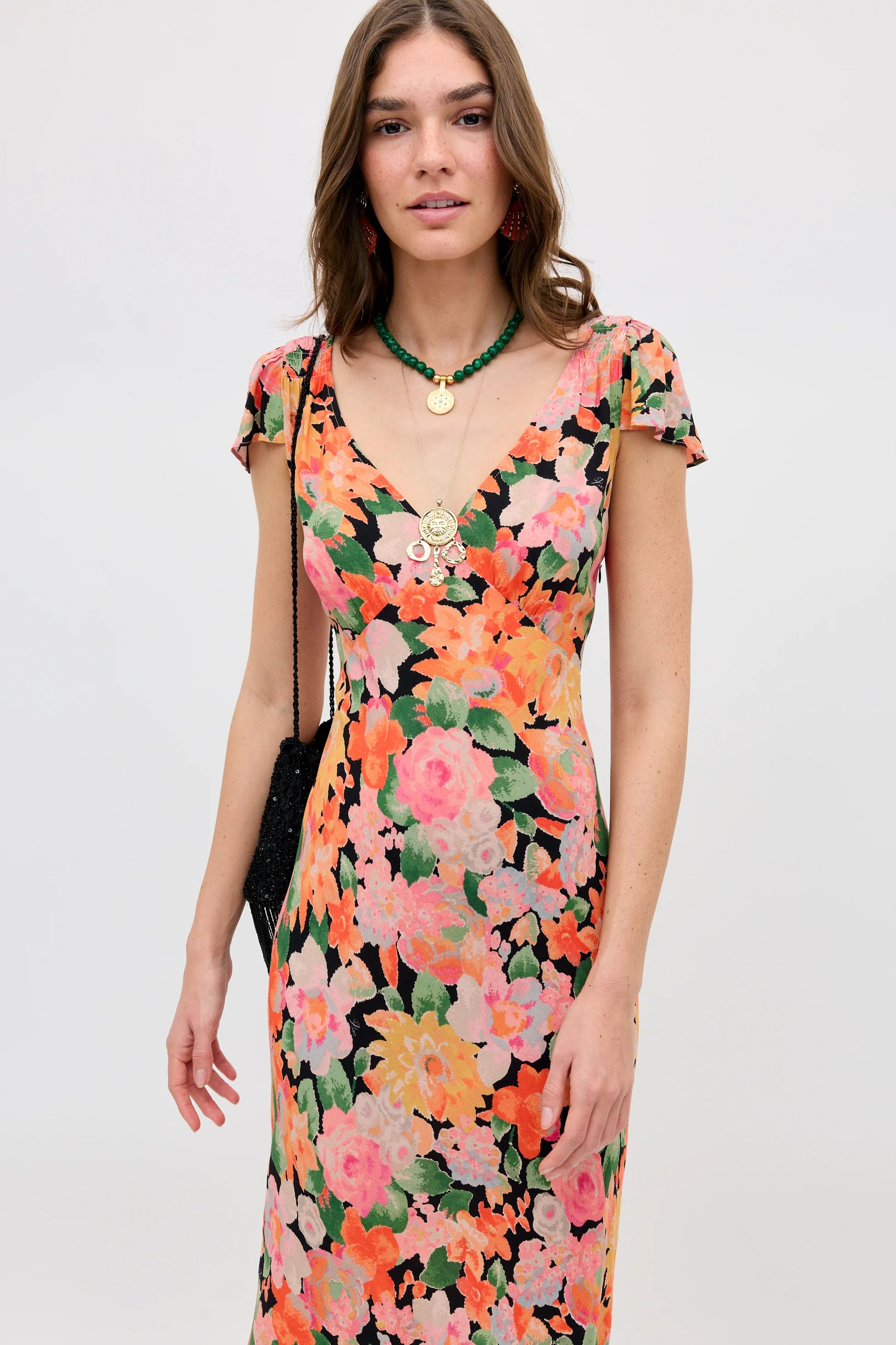RIXO - Cathy Dress - Chelsea Floral Black