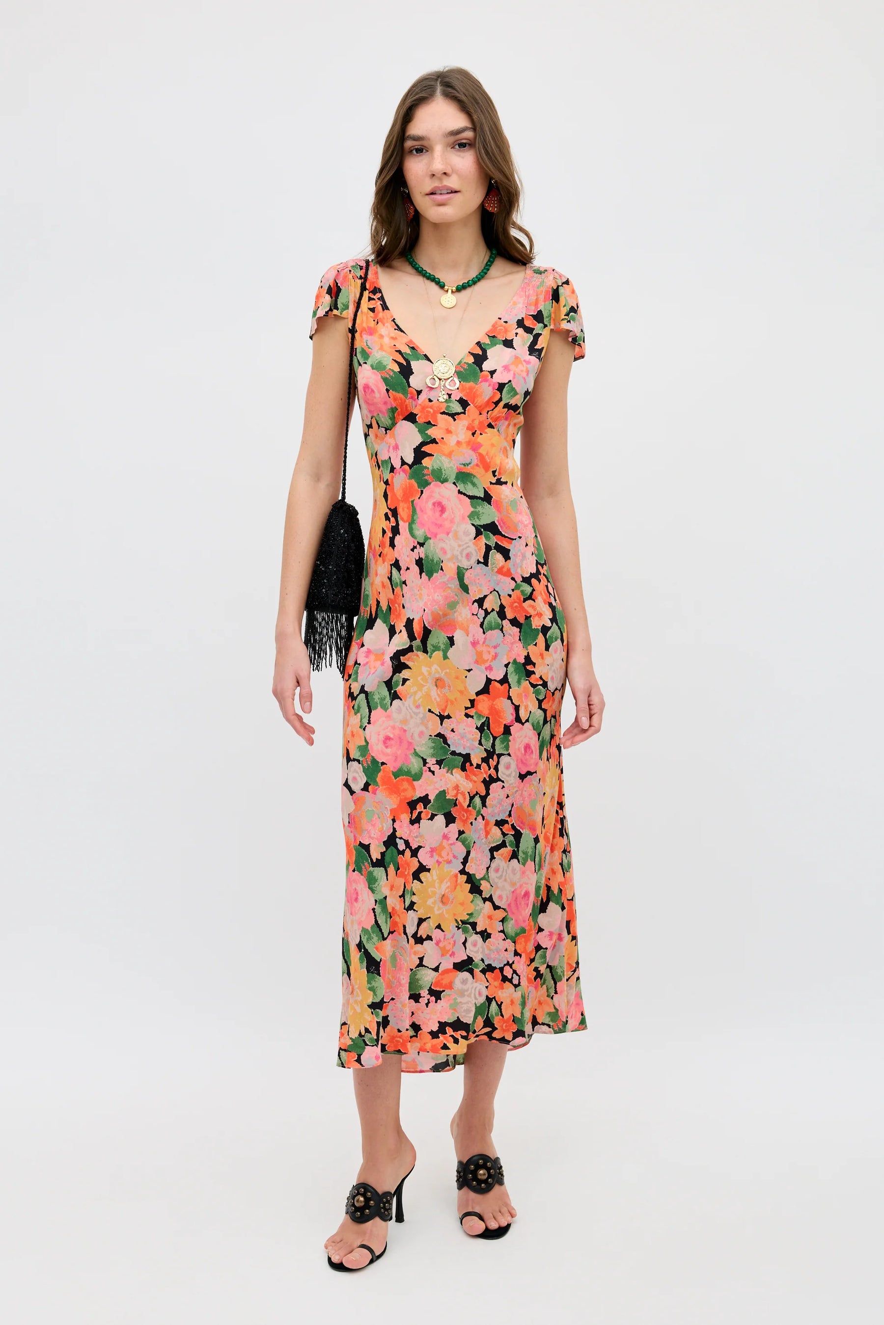 RIXO - Cathy Dress - Chelsea Floral Black