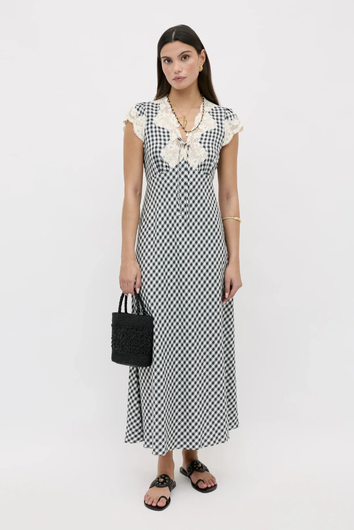 RIXO Amari Dress - Beth Check Black