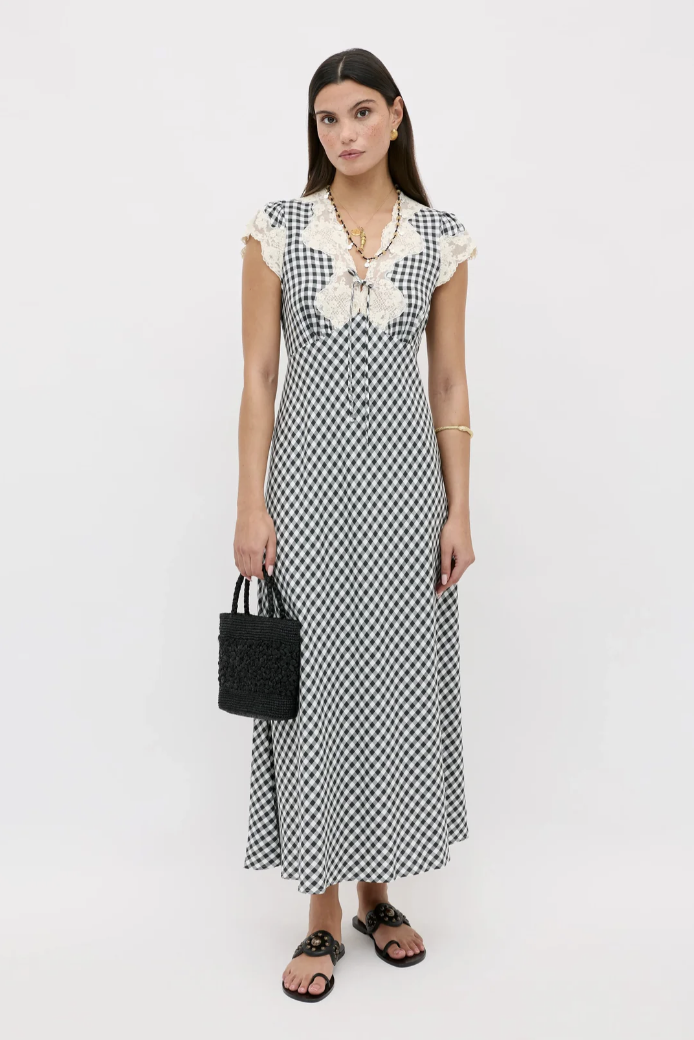 RIXO Amari Dress - Beth Check Black