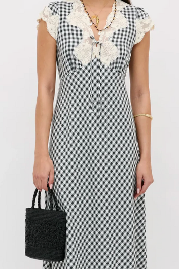 RIXO Amari Dress - Beth Check Black