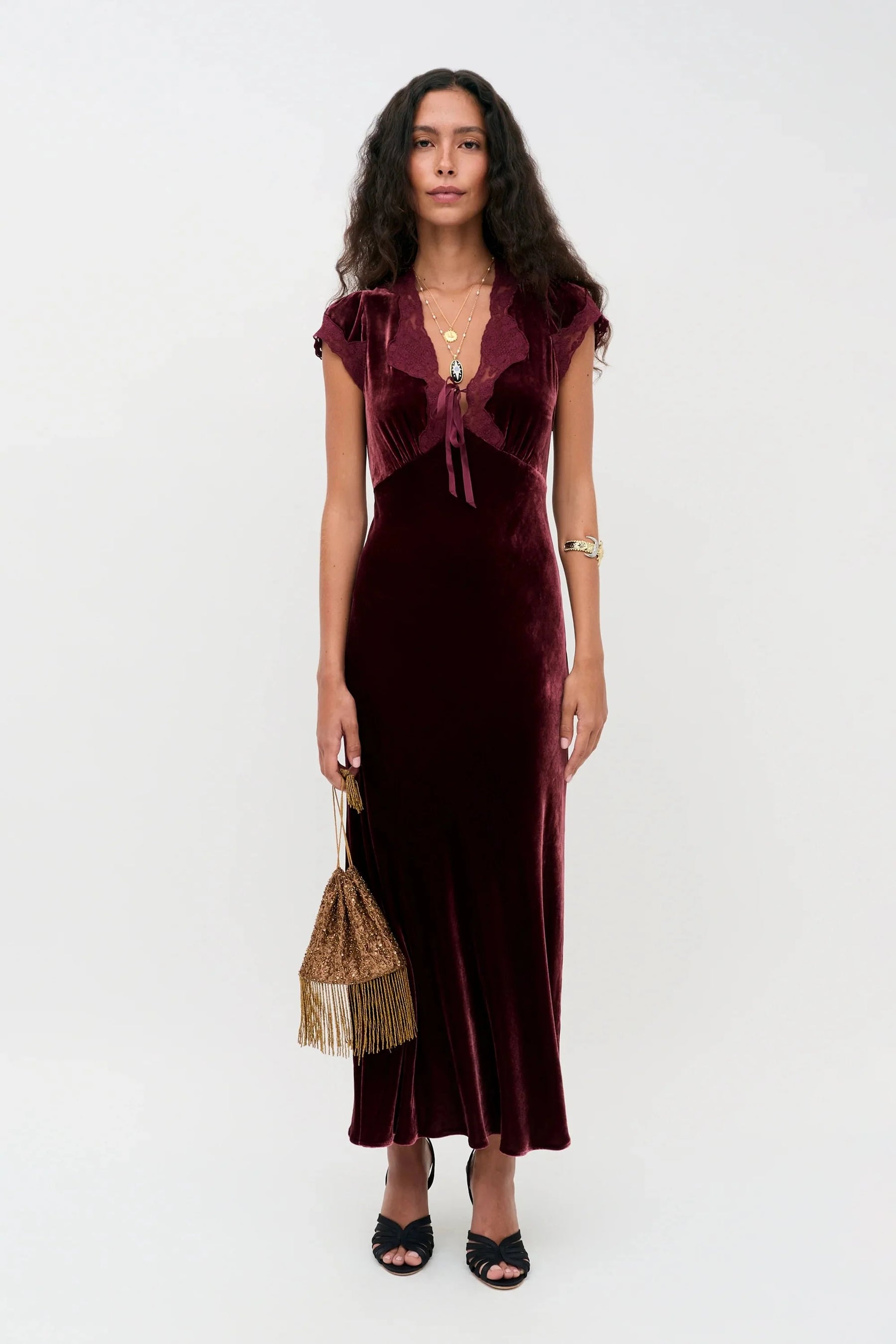 RIXO Amari Dress - Bordeaux
