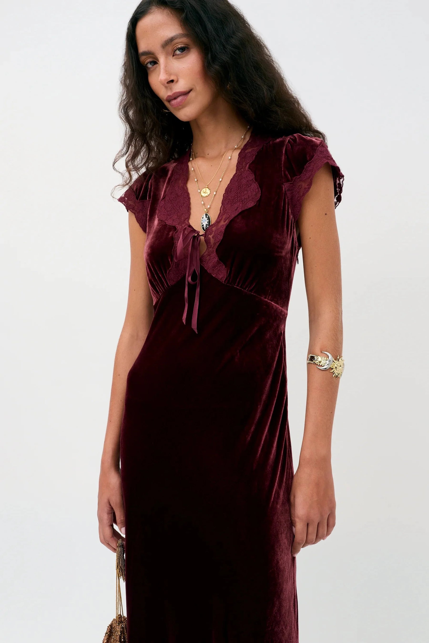 RIXO Amari Dress - Bordeaux