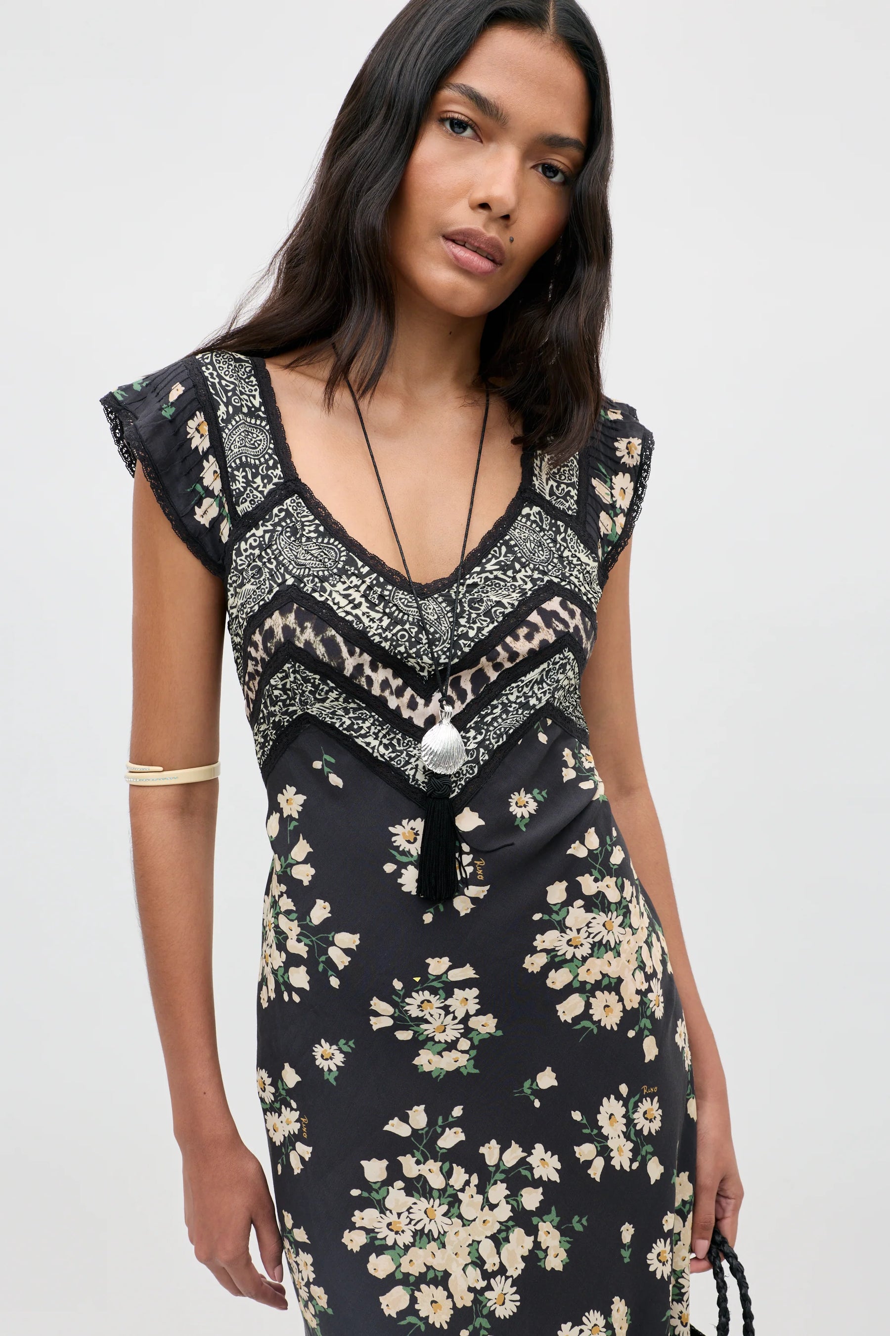 RIXO Bailee Dress - Amelia Gremlin Mix Black