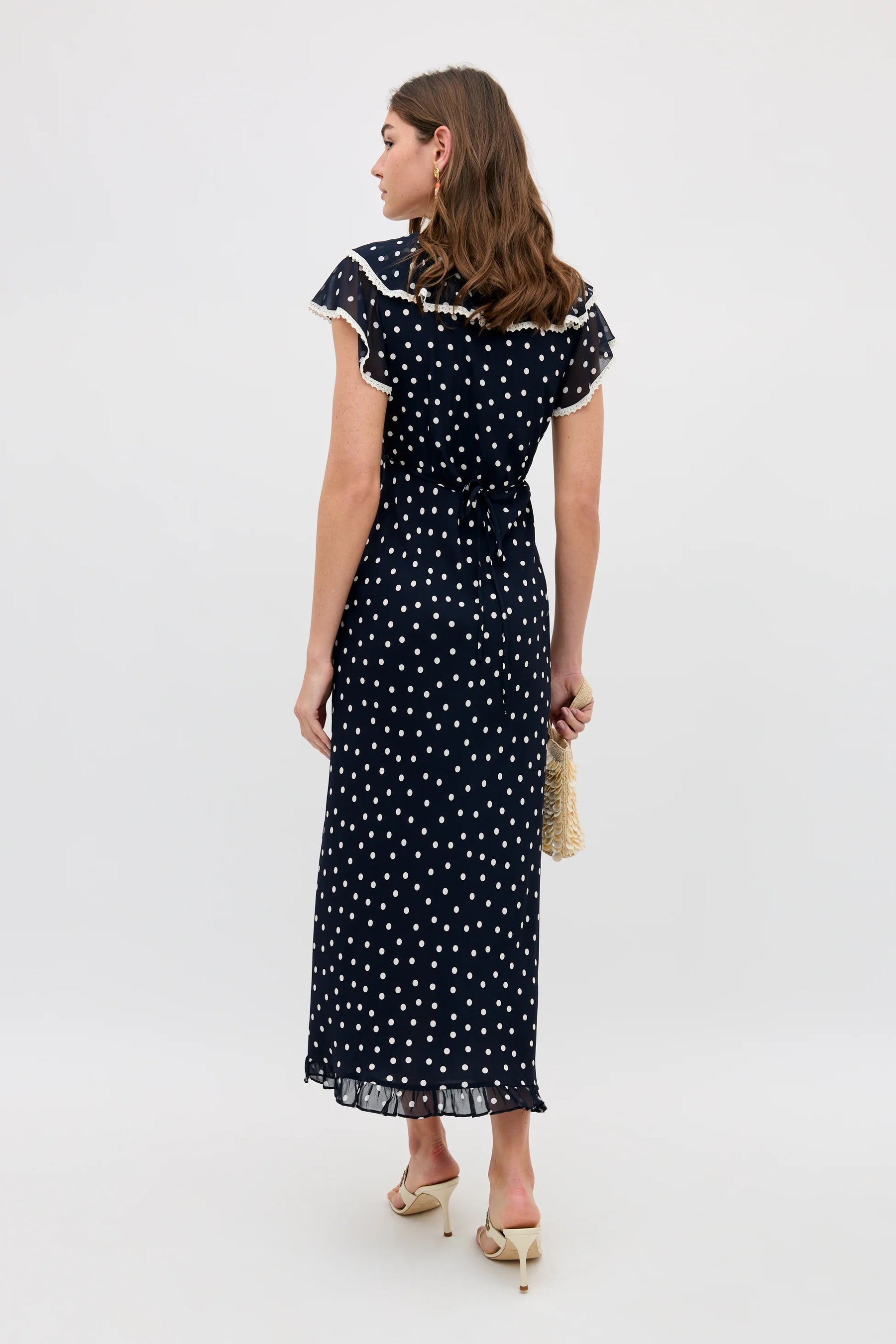 RIXO Bethea Midi Dress in Layla Dot Navy