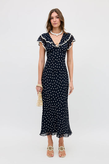 RIXO Bethea Dress - Layla Dot Navy