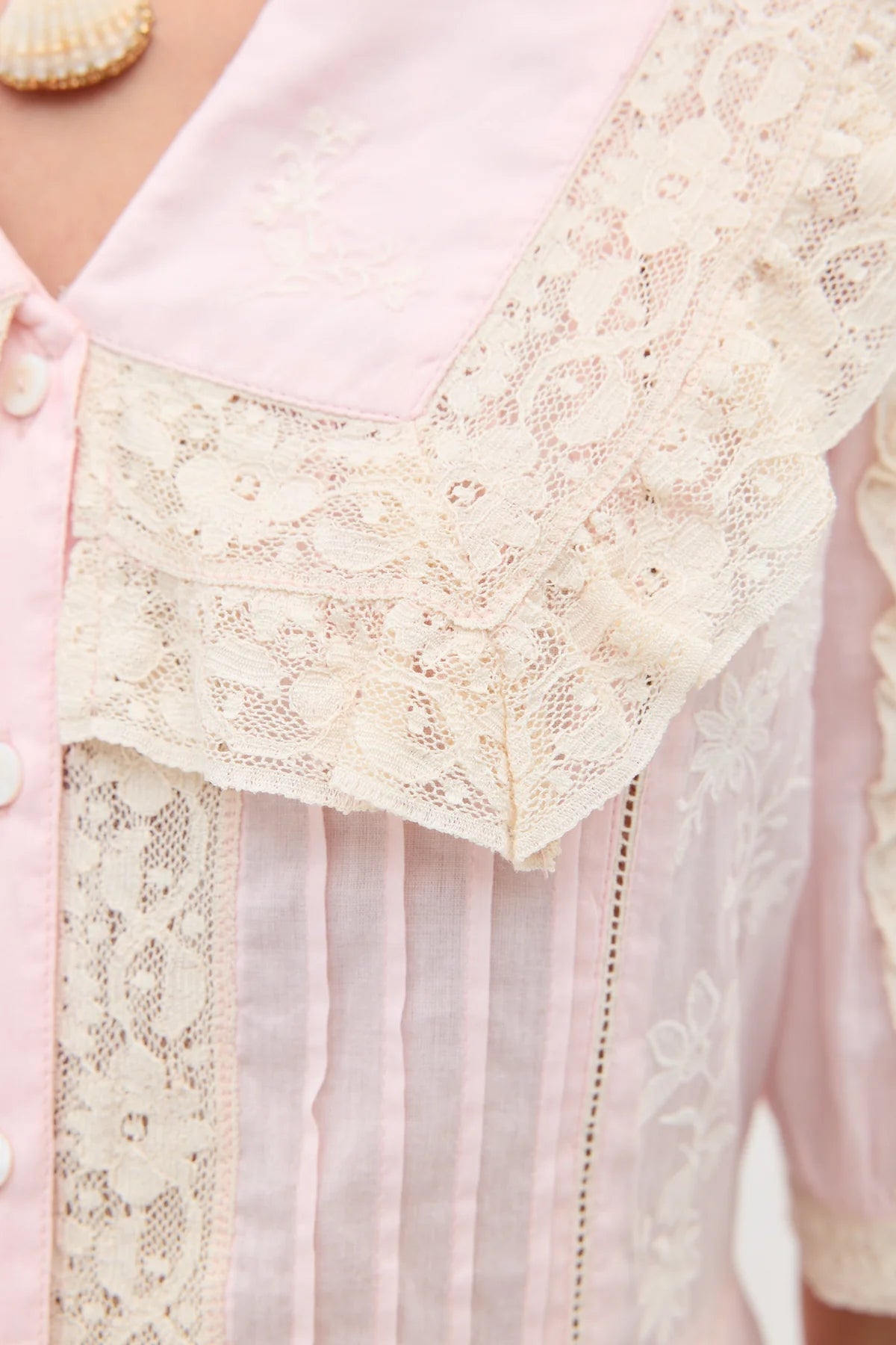 RIXO Dove Dress in Pansy Embroidery Vintage Pink