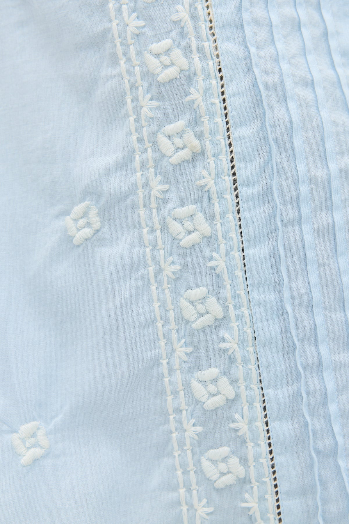 RIXO Edina Dress in Mira Embroidery Powder Blue