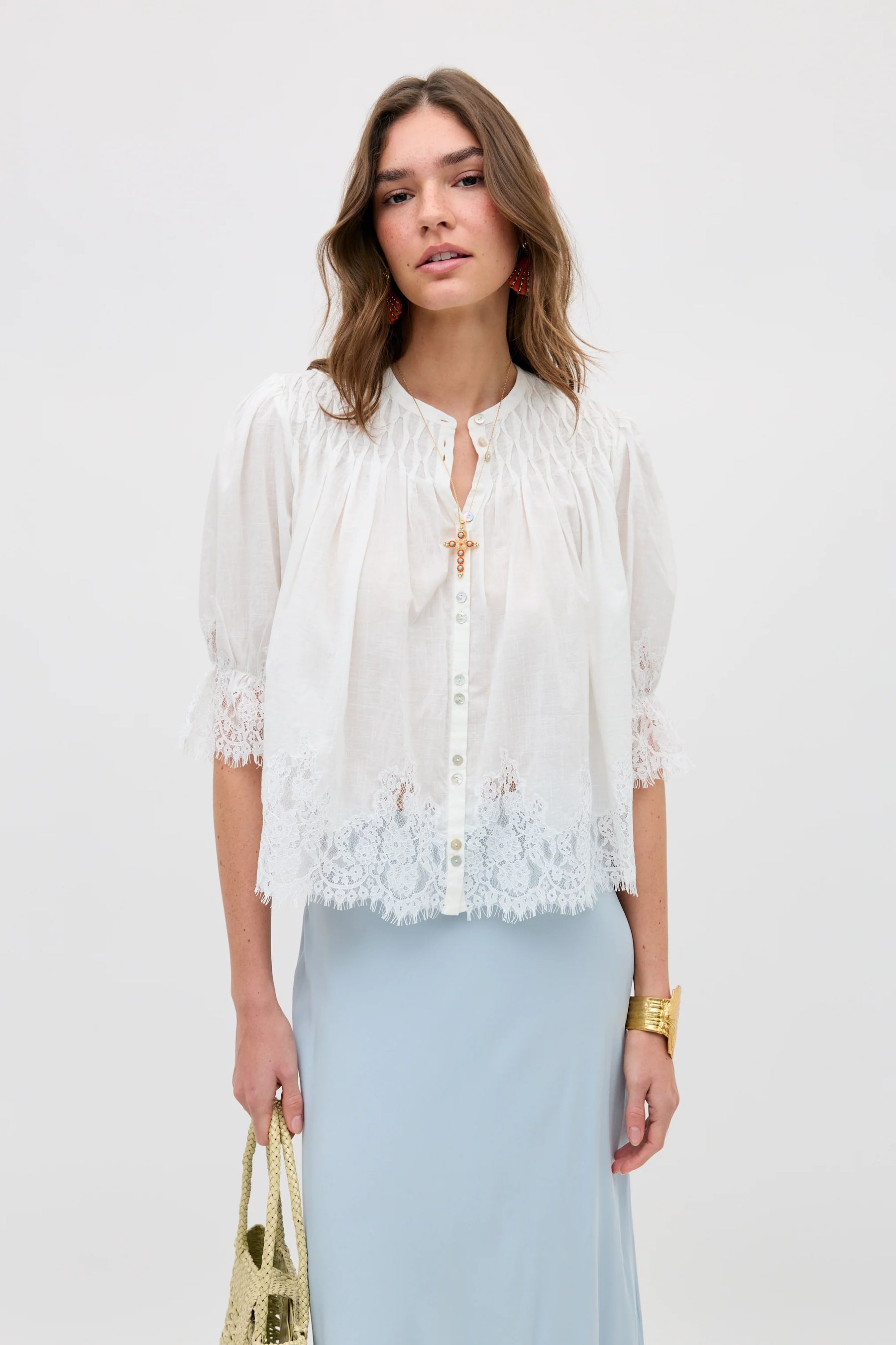 RIXO Erika Top - Ivory