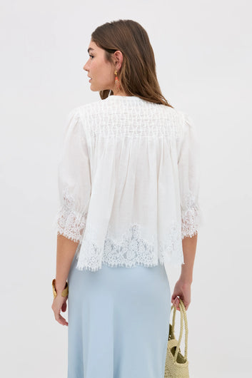 RIXO Erika Top - Ivory