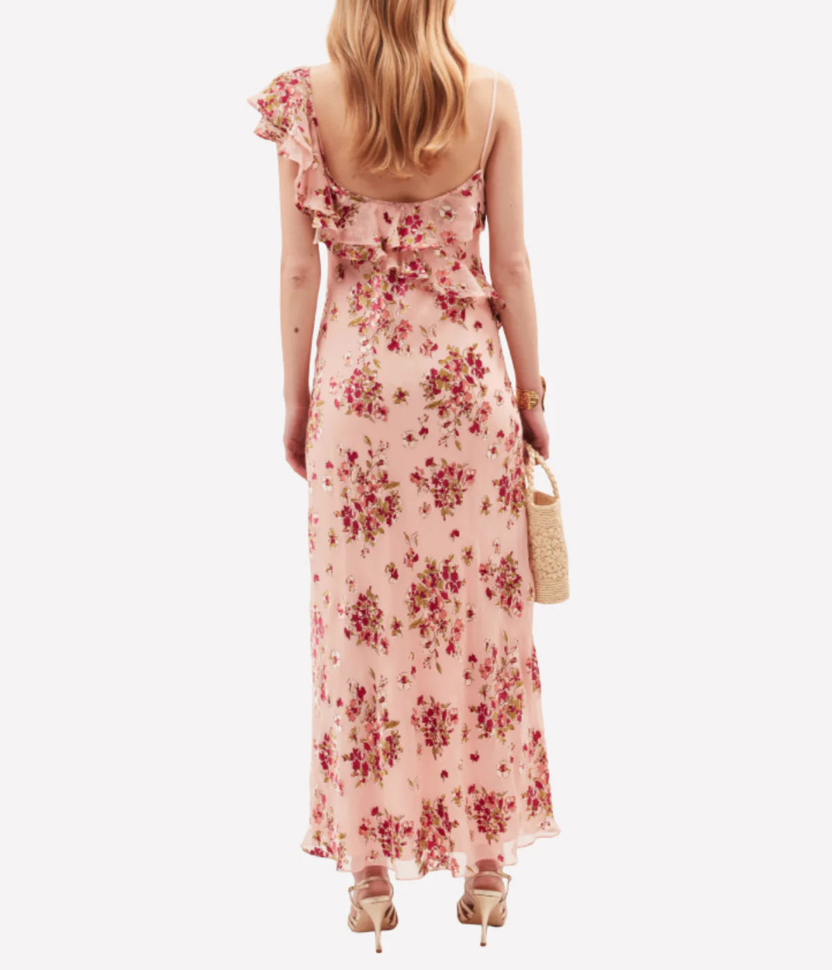 RIXO Ester Dress in Bouquet Devore Pink