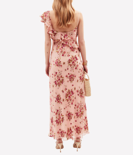 RIXO Ester Dress in Bouquet Devore Pink