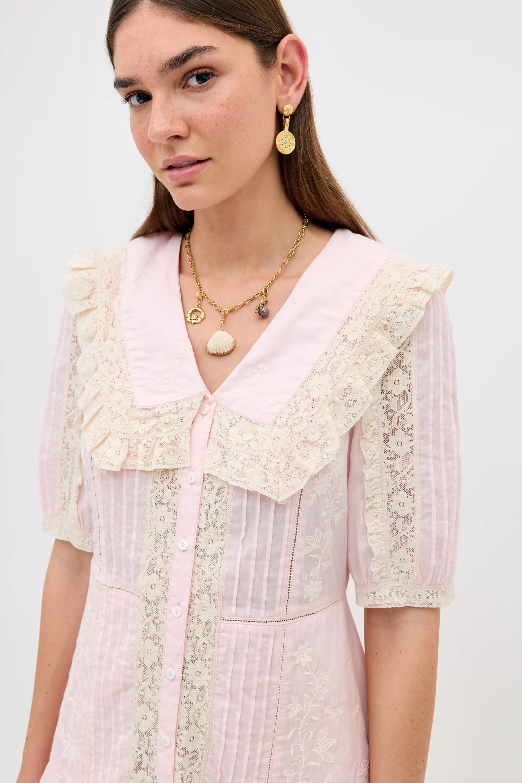 RIXO Eta Necklace with Louane Charm - Gold