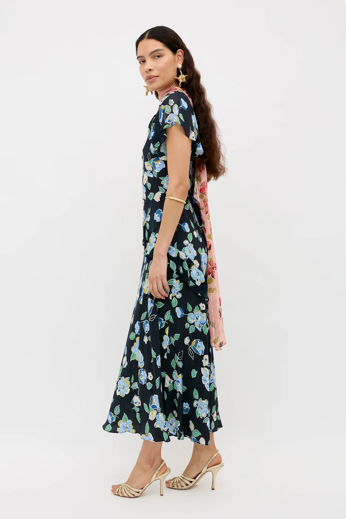 RIXO Evie Dress in Kimmie Floral Navy