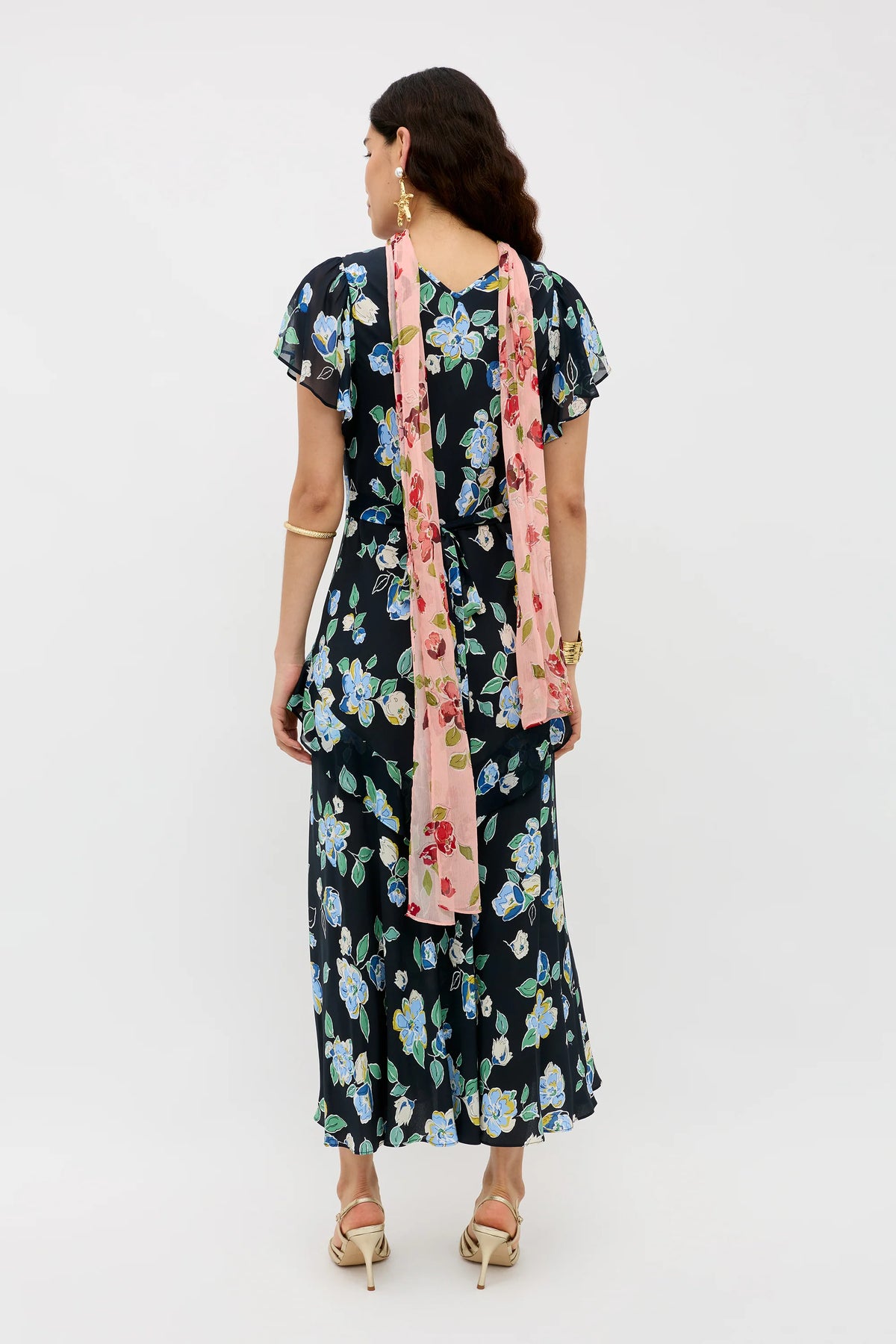 RIXO Evie Dress in Kimmie Floral Navy