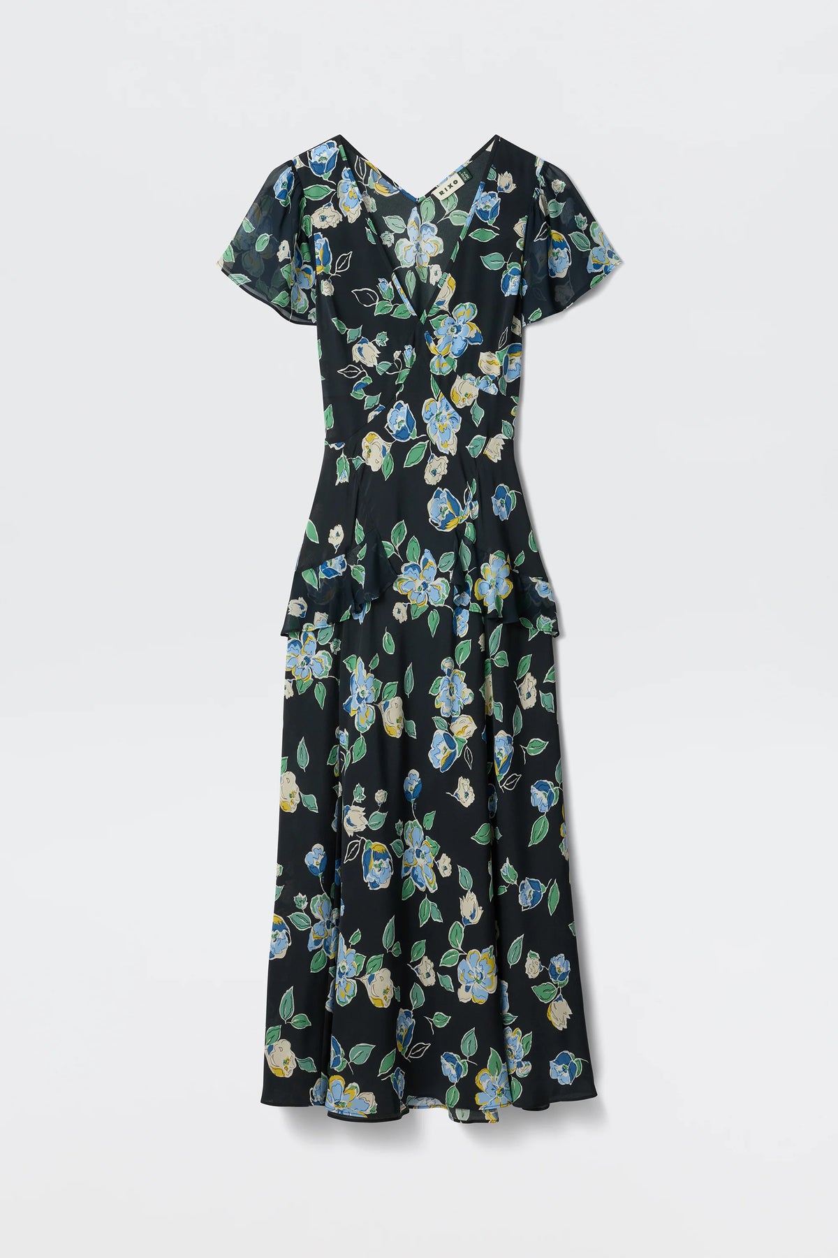RIXO Evie Dress in Kimmie Floral Navy