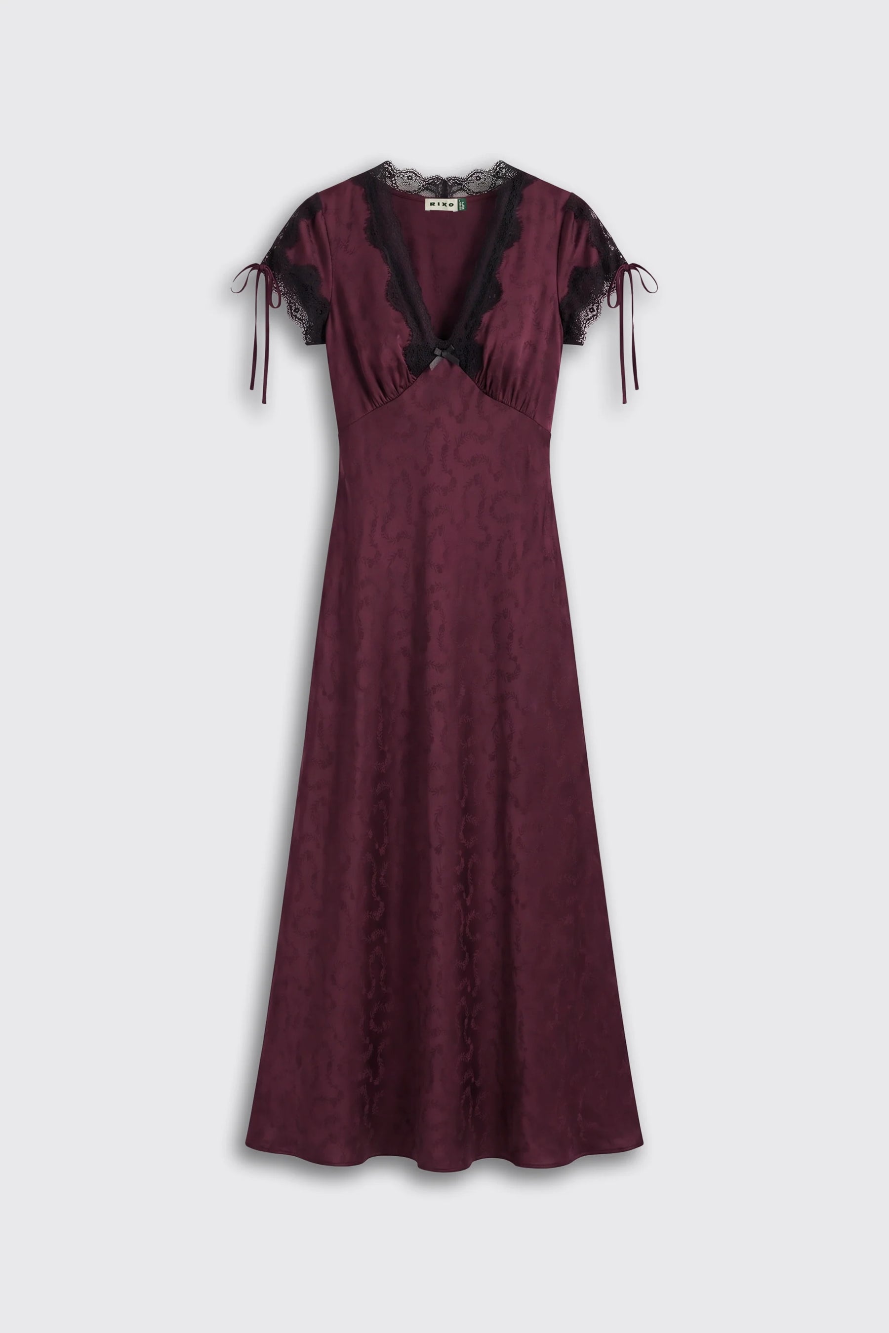RIXO Fern Floral Trail Jacquard Dress - Wine