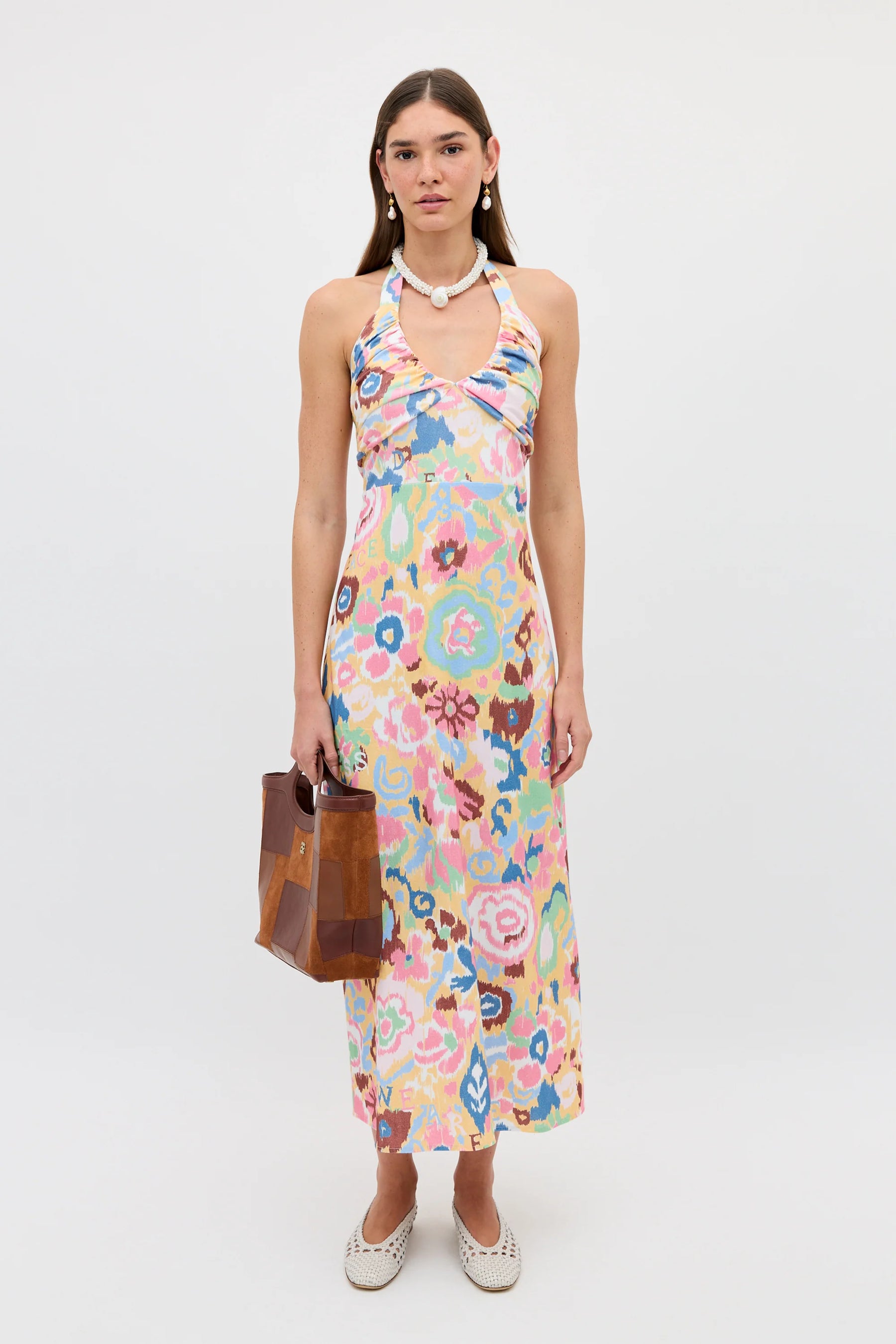 RIXO Ilyana Dress in Ikat Bloom Yellow