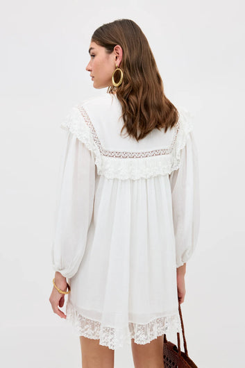 RIXO Inez Dress in Lily Embroidery Ivory