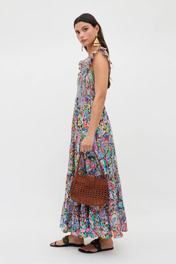 RIXO Kendall Dress in Coral Floral Leopard