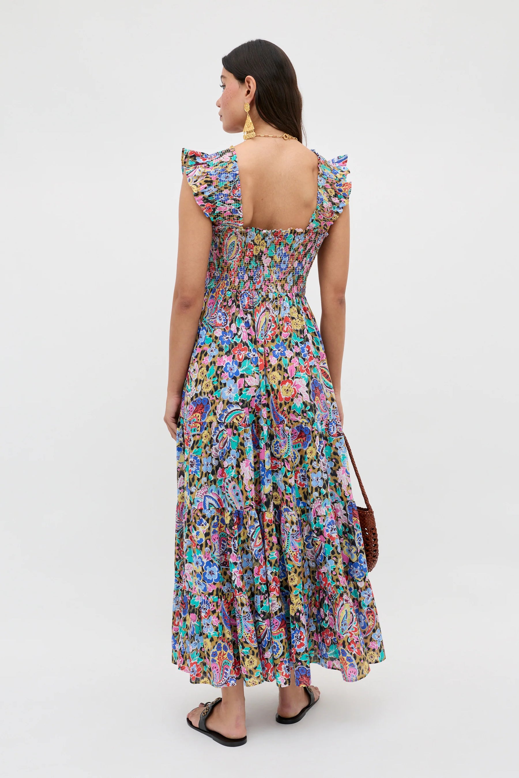 RIXO Kendall Dress in Coral Floral Leopard