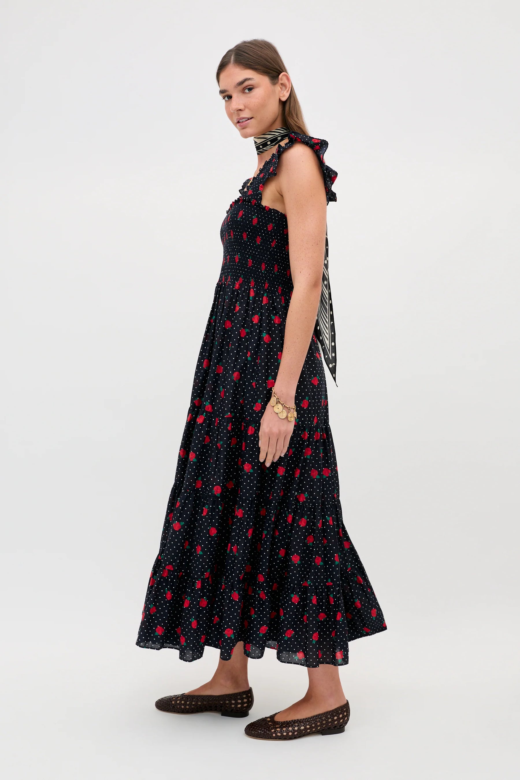 RIXO Kendall Dress in Rose Spot Black