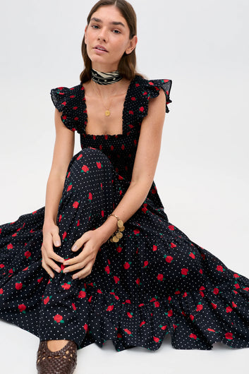 RIXO Kendall Dress in Rose Spot Black