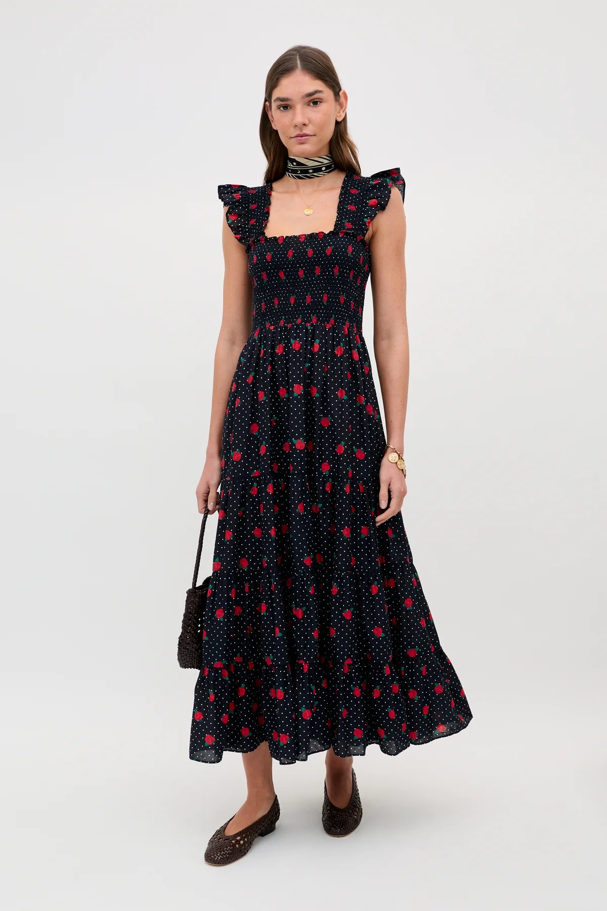 RIXO Kendall Dress in Rose Spot Black