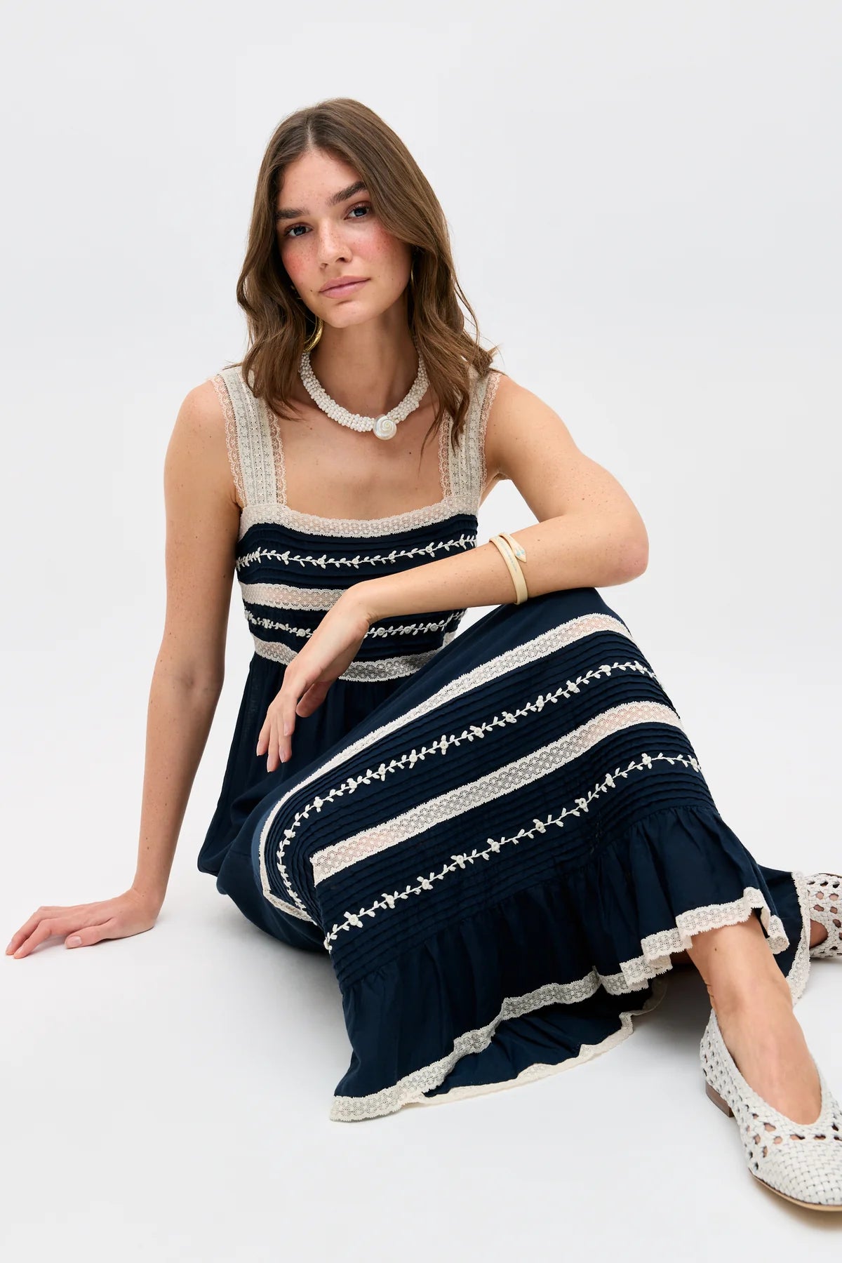 RIXO Malie Dress in Deep Navy