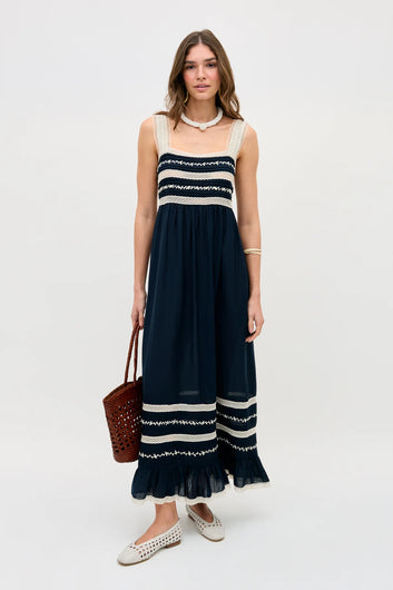 RIXO Malie Dress in Deep Navy