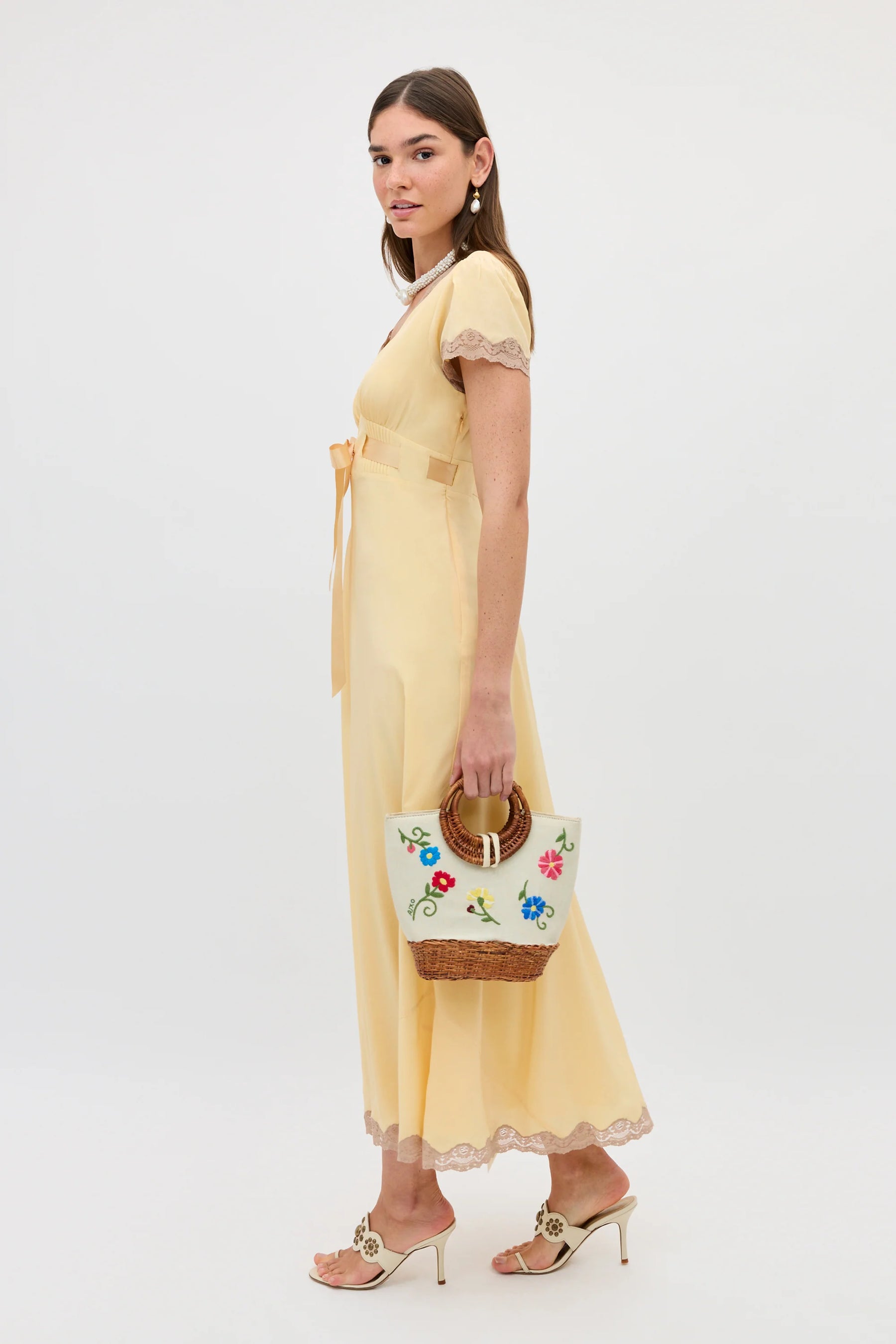 RIXO Marlice Silk Dress in Butter Yellow