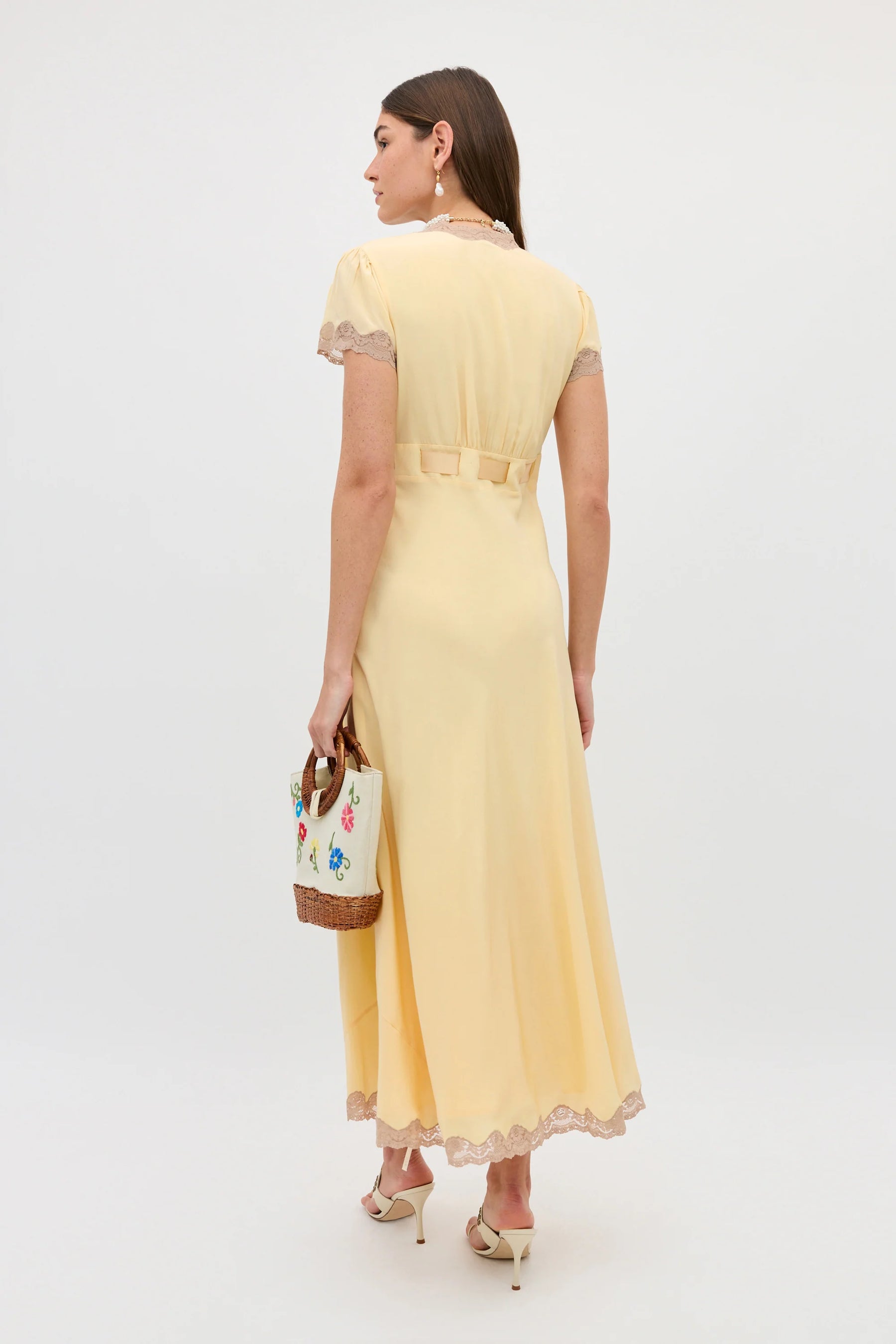 RIXO Marlice Silk Dress in Butter Yellow
