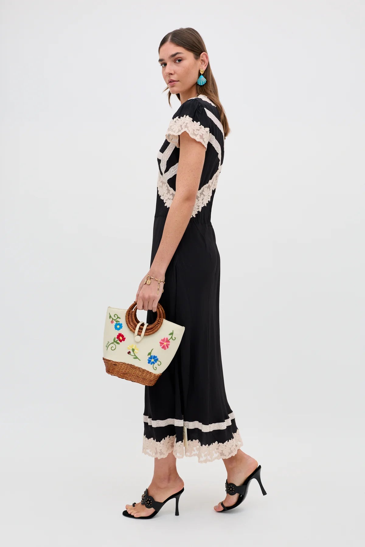 RIXO Martina Midi Dress in Black