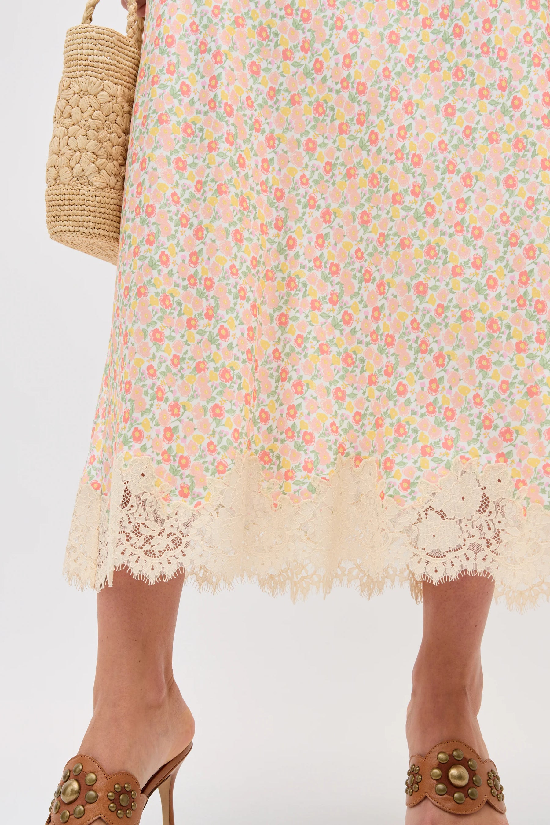 RIXO Matilde Skirt in Katie Floral Cream