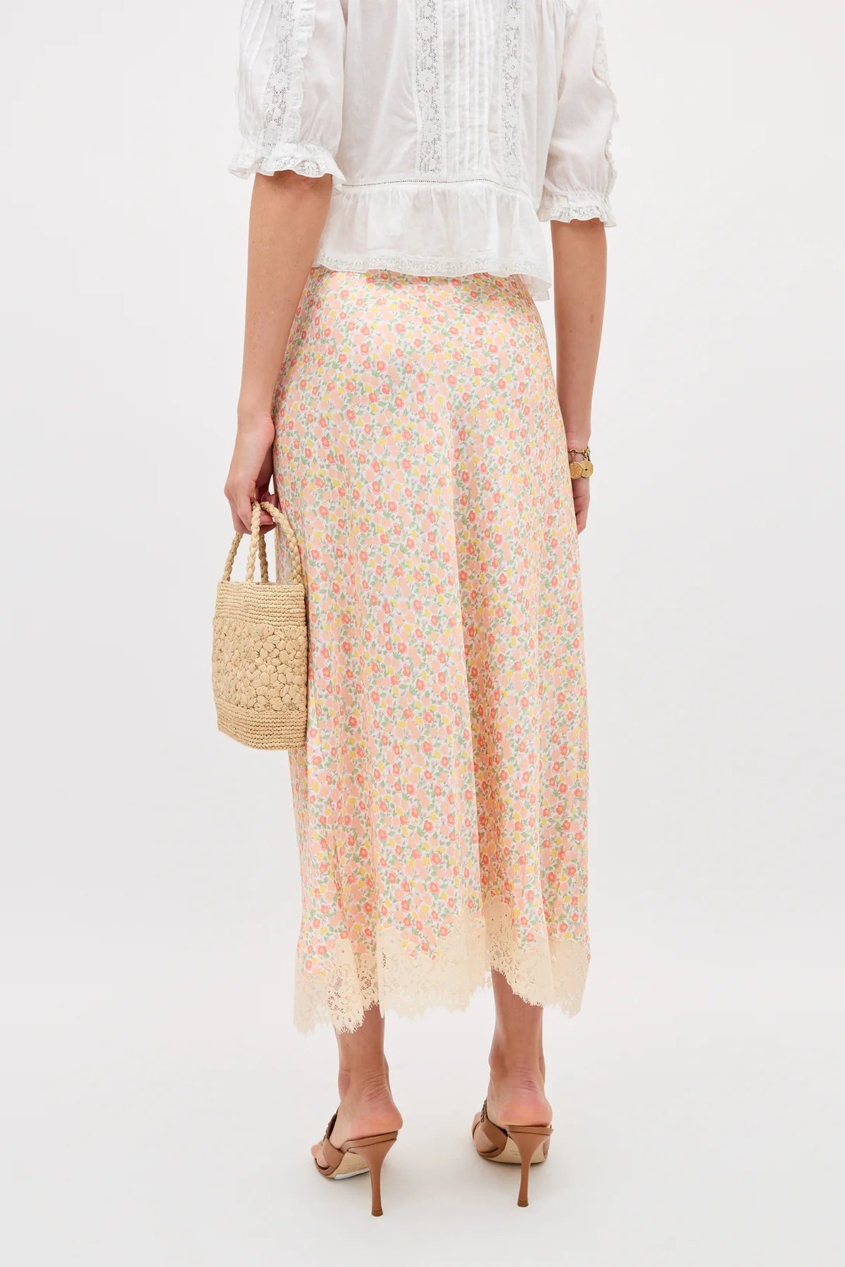 RIXO Matilde Skirt in Katie Floral Cream
