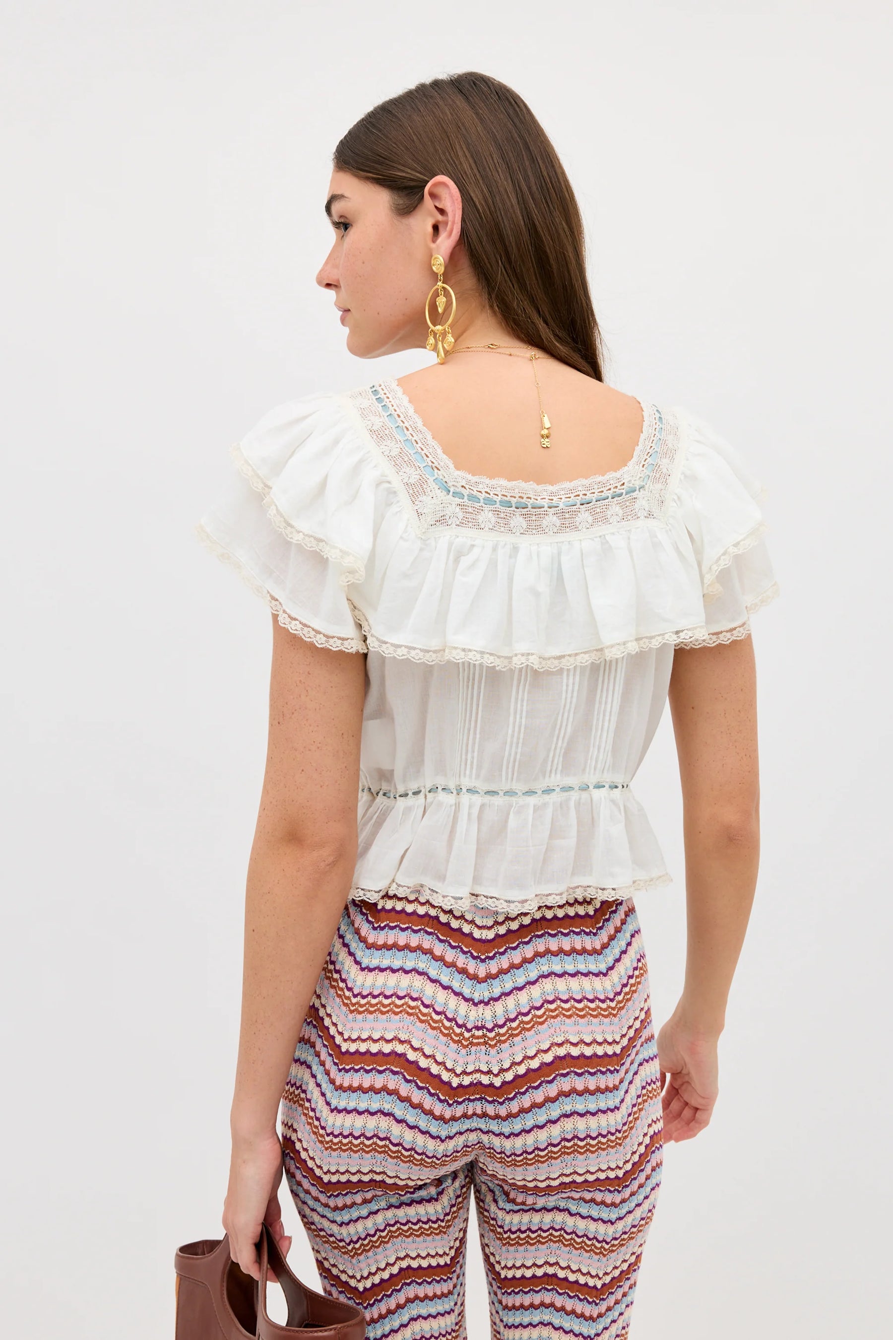 RIXO Melisa Top in Ivory