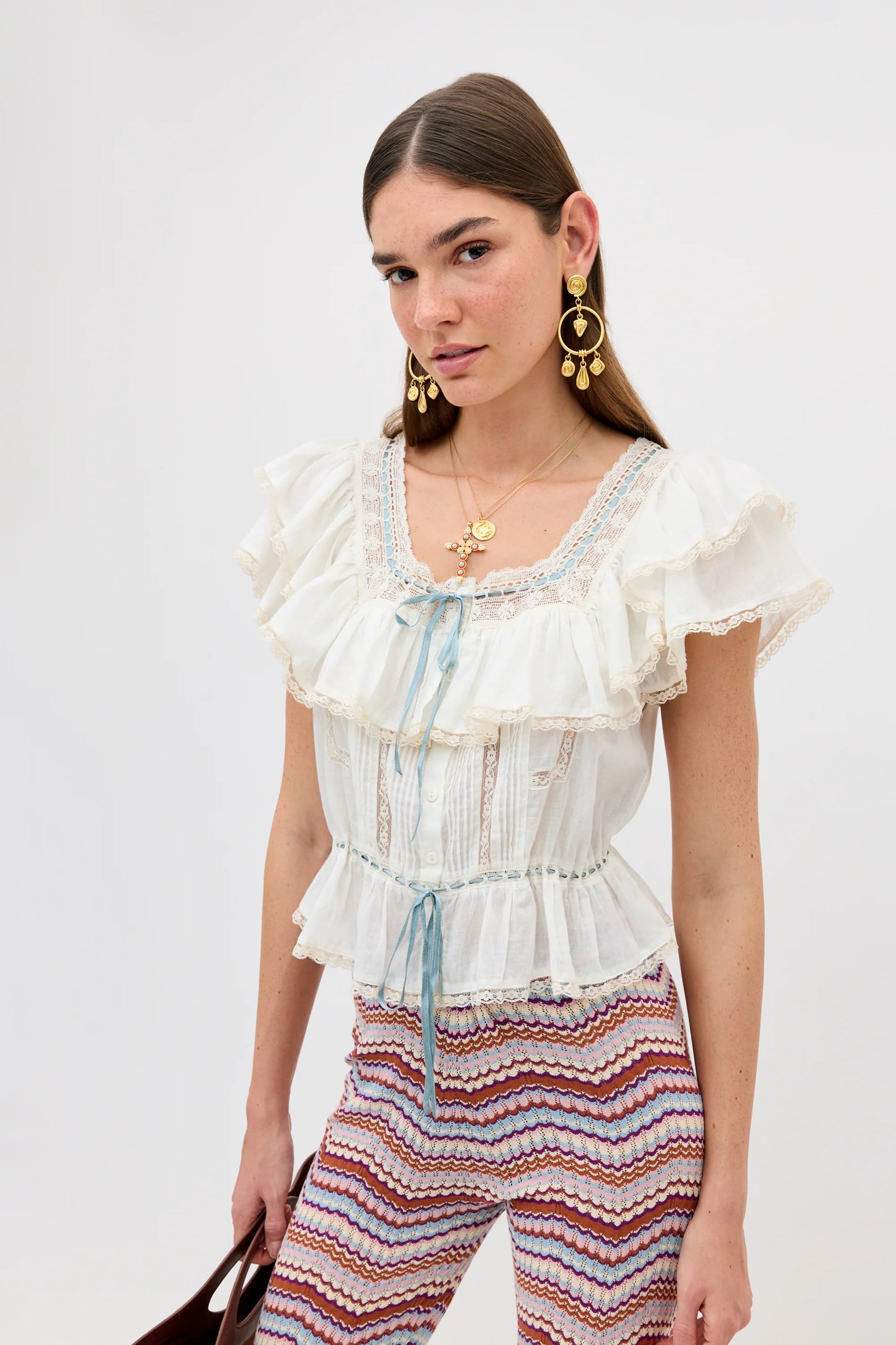 RIXO Melisa Top in Ivory