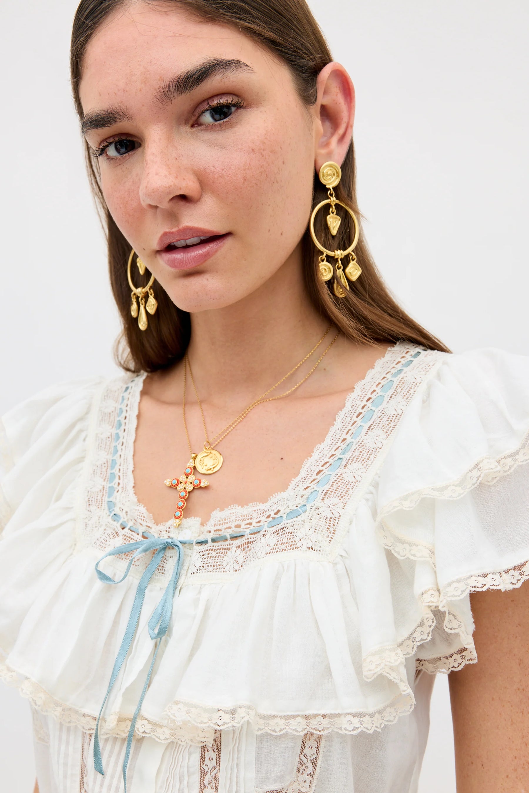 RIXO Melisa Top in Ivory