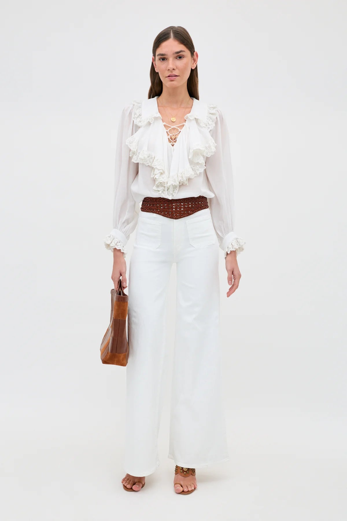 RIXO Milia Top in White