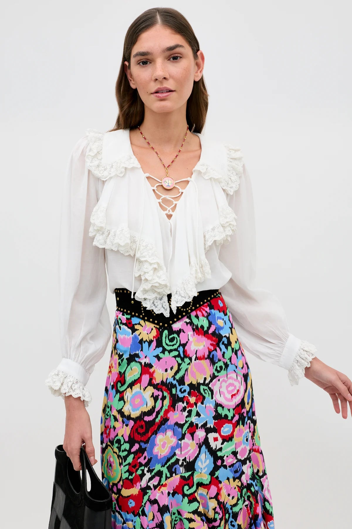 RIXO Milia Top in White