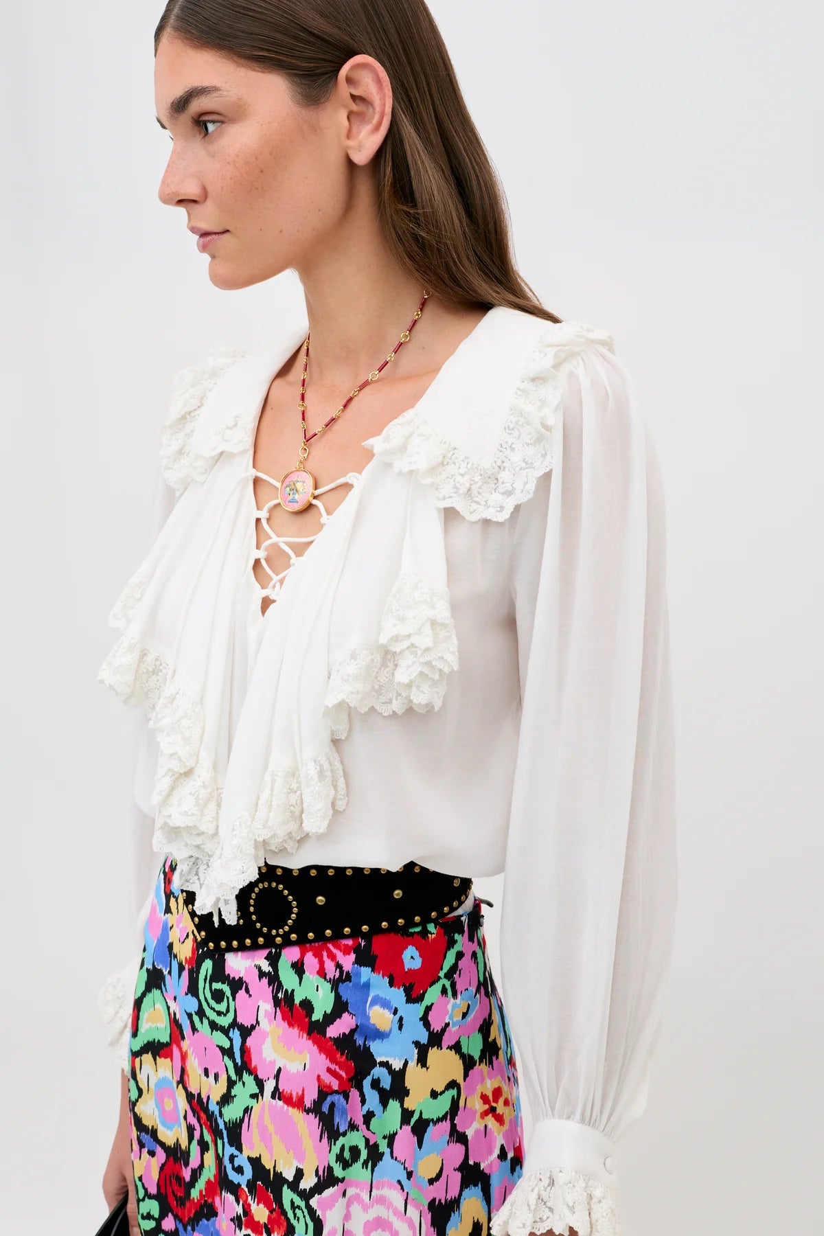 RIXO Milia Top in White